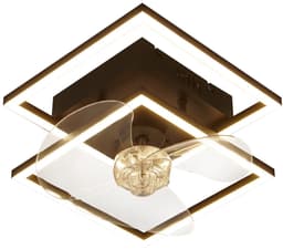 Glitzerlife - Plafond ventilator met verlichting - Stille plafondventilator - Dimbaar 3000-6500K - Nachtlichtmodus - Timerfunctie - Modern Metaal PC Ø34cm - Zwart — thumbnail 2