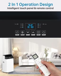 Mobiele airco 12000 BTU 4-in-1 – 45L/dag – Follow-me modus – 51 m² – Stil <53 dB – Slang inbegrepen – Zwarte deksel — thumbnail 4