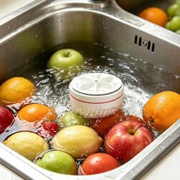 Fruitwasmachine Kom - Groente Spinner - Voedselbereiding Keuken - Diepe Reiniging Schuim - 13x13x7 cm - Wit — thumbnail 2