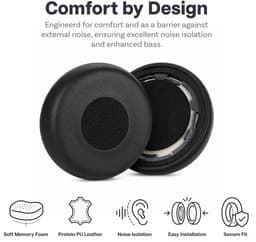 Vervangende Oorkussens voor Jabra Evolve 75 / 75UC / 75MS / 75SE Hoofdtelefoon van MMOBIEL – Memory Foam en Protein PU Koptelefoon Oorkussens - Noise Isolation Hoofdtelefoon Earpads – Zwart — thumbnail 5