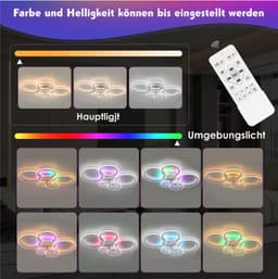 Equivera Plafonniere met Ventilator - Plafondventilator - Plafondventilator Afstandsbediening - Plafondventilator Slaapkamer - Plafond Ventilator met Verlichting - RGB 12 Kleuren - Plafondlamp - Plafonniere - Ideaal voor in uw slaapkamer! — thumbnail 4