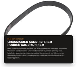 Dailygoods- Distributieriem 490mm - Aandrijfriem - Rubber - Sluitlus - 16mm Breedte - Compatibel met QUALCAST Maaiers — thumbnail 5