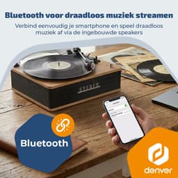 Denver Platenspeler - Ingebouwde speakers - Retro - Auto stop - Bluetooth - VPB262LW — thumbnail 5
