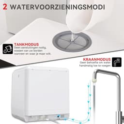 Mini Vaatwasser 5 Couverts - Tafelvaatwasser Zonder Wateraansluiting met 5 L Watertank - Compacte Vaatwasser met 6 Programma’s, 360° Sproeiarmen en Hetelucht Droging — thumbnail 4