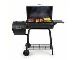 Lugia Houtskool BBQ - Smoker Barbecue – 136 cm – Grote Grill 66x41 cm - Warmhoudrek – Zijtafel met Flessenopener – Zwart