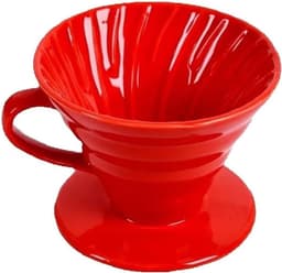 Koffiedruppelaar Keramiek - Koffiefilterhouder - Koffie Zetten - Motorstijl Ontwerp - 1-4 Kopjes - Rood — thumbnail 1