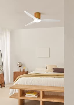 CREATE - Stille plafondventilator 100% hout 40W (Ø132cm) - Met licht LED - Afstandsbediening - 6 snelheden - Programmeerbaar - WIND CALM CUSTOM WOVEN — thumbnail 1