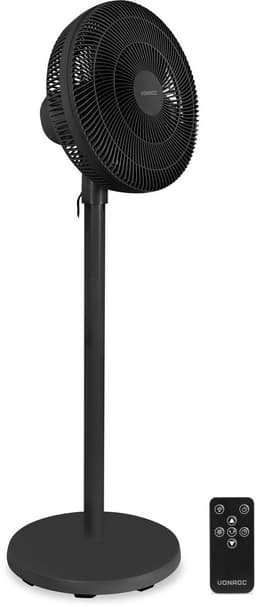 VONROC Vloerventilator - 3 snelheden – incl. afstandsbediening - timer - verstelbaar in 3 hoogtes - zwart — thumbnail 1
