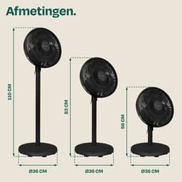 VONROC Vloerventilator - 3 snelheden – incl. afstandsbediening - timer - verstelbaar in 3 hoogtes - zwart — thumbnail 4