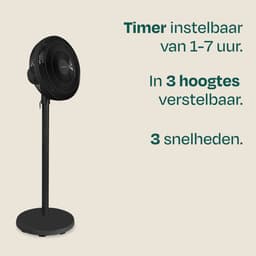 VONROC Vloerventilator - 3 snelheden – incl. afstandsbediening - timer - verstelbaar in 3 hoogtes - zwart — thumbnail 2
