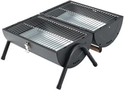 KINGHoff Grill - Draagbare Houtskoolbarbecue Grill - Camping BBQ met Deksel - Opvouwbare Tafelgrill - Reis BBQ met Ventilatie - Compacte Barbecue voor Balkon & Camping - Gepoedercoat Staal - ca. 41 x 25 x 38 cm - Zwart — thumbnail 3