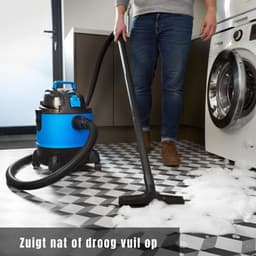 YOR® Bouwstofzuiger Zonder Zak - Alleszuiger Met Accessoires - Waterzuiger Met 20 Liter Reservoir - Stofzuiger - Met Waterfilter En Blaasfunctie – 1250W - Voor Binnen en Buitenreiniging - Blauw - 34cm x 34cm x 45 cm; 5 kg — thumbnail 5