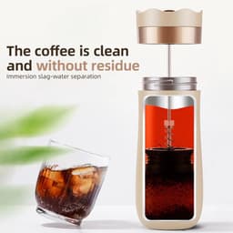 Draagbare reismok voor French press, 320 ml, dubbelwandig geïsoleerd roestvrij staal, perfect voor het zetten van koffiepoeder en thee. Gemakkelijk mee te nemen. Niet gebruiken met lekkende koffiezetapparaten voor warm/koud zetten. — thumbnail 4