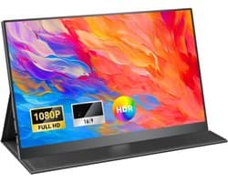 YOR® Draagbare Monitor voor Laptop – Portable Monitor 15,6 Inch – Draagbaar Scherm 1080FHD – HDMI / USB C – Extra Scherm Laptop – Laptop Scherm Uitbreider – Energiezuinig – ps5 Monitor - Tweede Scherm Laptop - Zwart - 41cm x 27cm x 6cm