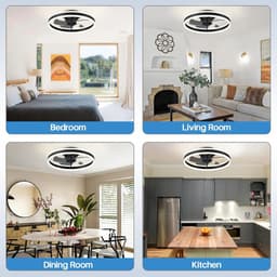 UFTA Plafondventilator - Slimme LED Ventilatorlamp - Plafondlamp 6 Snelheden - 3 Kleurtemperaturen met App Bediening - Zwart & Wit — thumbnail 2