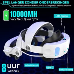 JustValue Elite Strap met Accu en VR Cover geschikt voor Meta Quest 3 – 10000mAh – Verstelbare Hoofdband – Comfort Accessoire – Ergonomisch Design – Geschikt voor Oculus Quest 3 – VR Headstrap met Batterij — thumbnail 3