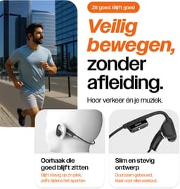 REBØNE Urban Bone Conduction Headphone - Sport Oortjes Draadloos - Hardloop Hoofdtelefoon - Draadloze Bluetooth Koptelefoon - Sportoordopjes - Draadloos - Open Ear - Wireless - IPX6 Waterdicht / Zwart — thumbnail 5