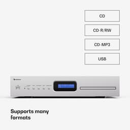 Auna Art22 CD-speler HiFi met slot-in station, USB-ingang, CD-MP3-weergave, Afstandsbediening, Optische & coaxiale uitgangen – 3W geluidskwaliteit – Zilver — thumbnail 2