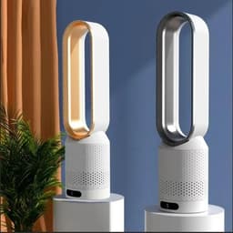 Boleen - Designer Fan - Ventilatoren - Ventilator Staand - Bladloos - Geluids Arm - Met Afstands Bediening - Intiligent - Ideal voor in de Woonkamer - Zilver — thumbnail 4
