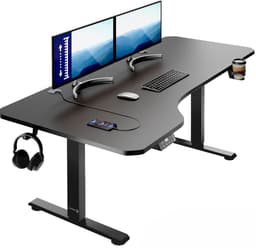 Casaria Zit Sta Bureau Elektrisch Verstelbaar 160x75cm Headset, Drankjes en Kabelhouder Zwart Gaming — thumbnail 1