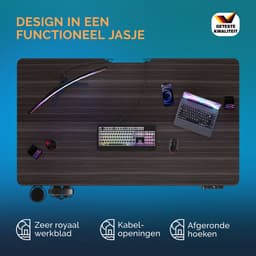 Casaria Zit Sta Bureau Elektrisch Verstelbaar 160x75cm Headset, Drankjes en Kabelhouder Zwart Gaming — thumbnail 4