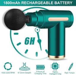 Mini Massagepistool voor Spieren - Ultra Stil, 6 Snelheden, 4 Massagekoppen - Draagbare Spierverlichter met LCD-Scherm — thumbnail 2