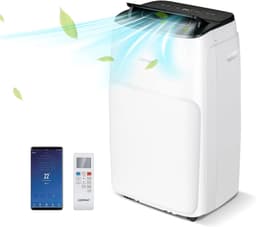 COSTWAY Mobiele airconditioning met afvoerslang, 14000 BTU, voor ruimtes tot 135 m³, 5-in-1 airconditioner voor koelen, verwarmen, ontvochtigen, ventileren en slaapmodus, app/afstandsbediening — thumbnail 1