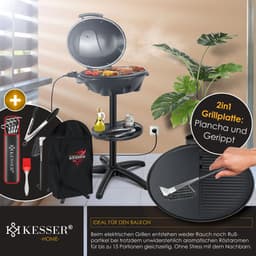 KESSER® elektrische grill 2in1 tafelgrill - staande grill met deksel en standaard | maximaal 2400 watt thermometer | Anti — thumbnail 4