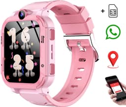 Voltura Smartwatch Kinderen - GPS Horloge Kind Met Simkaart - GPS Tracker - Kinder Smartwatch - Smartwatch Android - 4G - Videobellen - HD Camera - SOS-Knop - Whatsapp en SMS - Elke polsmaat - Nederlands - Incl. Simkaart - Roze — thumbnail 2