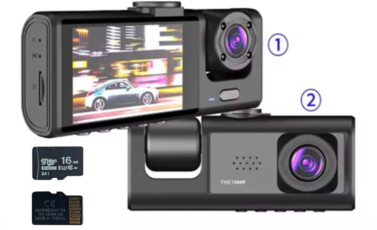 Dashcam IR-nachtzicht - Loop-opname - 2 "IPS-scherm - 1080P - 2-camera - DVR-recorder - videorecorder - voertuig DVR — afbeelding 1