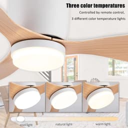 Betaalbare Goederen® plafondventilator met verlichting - wit met hout - 42 inch - plafondventilator - badkamer ventilator - plafondventilator slaapkamer — thumbnail 3