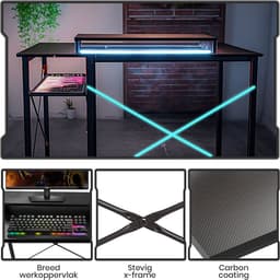 Bayt Game Bureau - Gaming Bureau - Gaming desk - Game Bureau met LED - Bureau met Opbergruimte - Computertafel - Monitor Standaard - 102 x 50 x 75 - Zwart — thumbnail 3