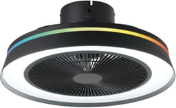 EGLO Vallonia Plafondventilator met lamp - Ø 48 cm - 3 snelheden - Instelbaar wit licht - RGB - Dimbaar - DC energy saving - Zwart — thumbnail 1