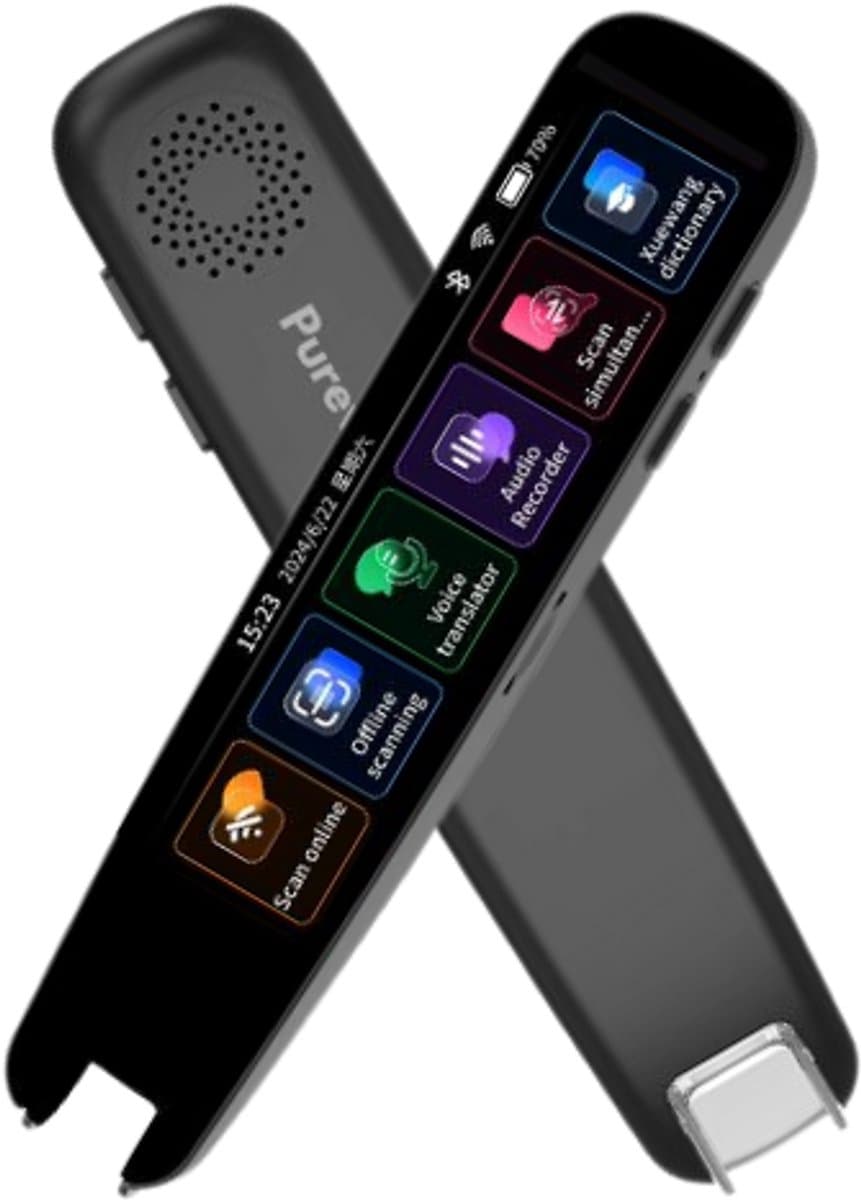 PureVolt AI Vertaalpen – Slim Vertaal Apparaat met Scherm – Realtime Spraak- & Tekstvertaling in 142 Talen – Draagbare Smart Translator Pen met Scan- & Fotovertaling – Woordenboekfunctie - Zwart — afbeelding 1