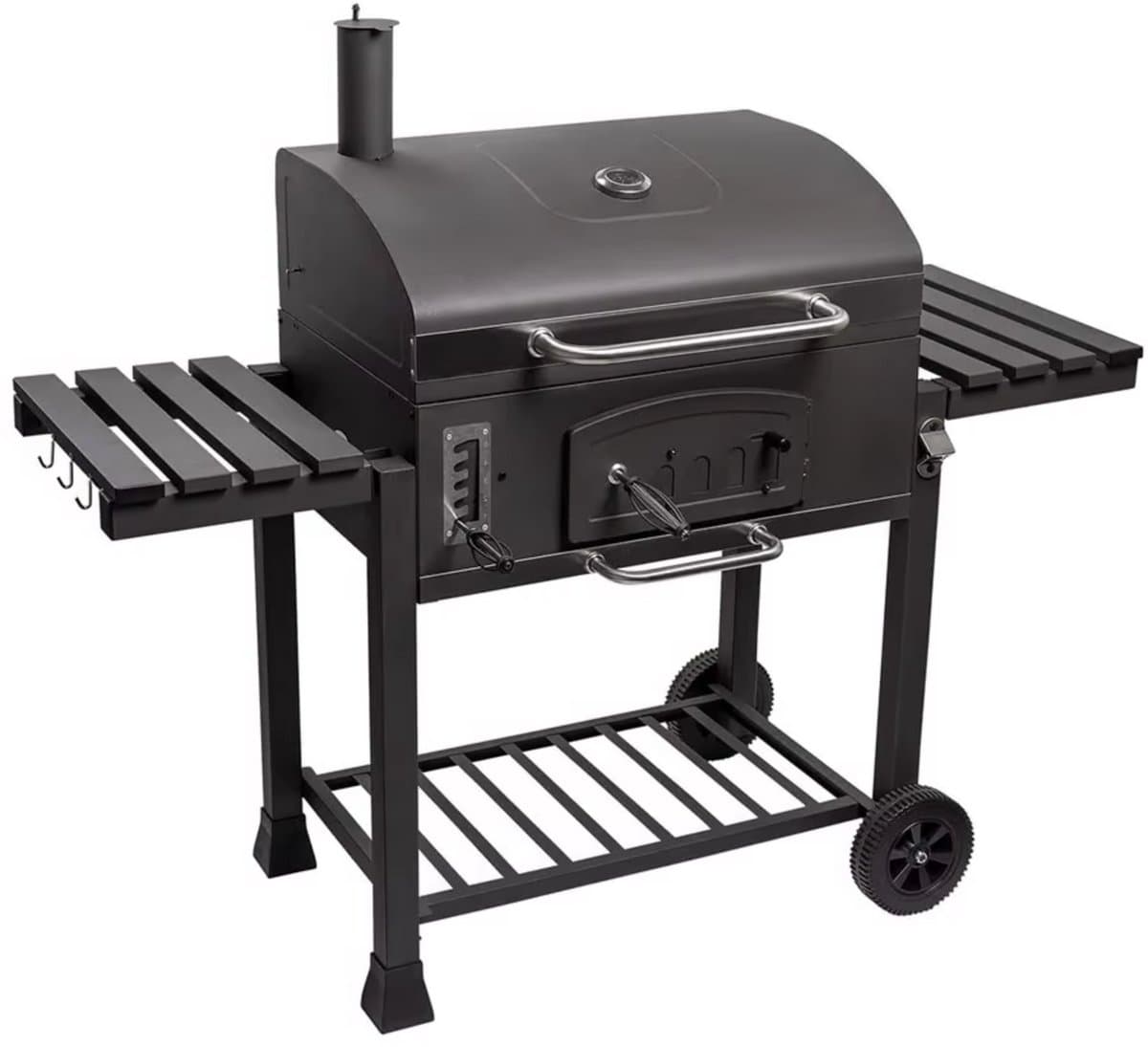 Barbecuewagen - Houtskoolbarbecue - BBQ - Smoker XXL - Houtskoolgrill - Met Wielen, Roestvrijstalen Handgreep, Kookrooster en Thermometer — afbeelding 1