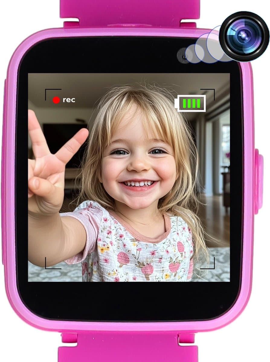 Smartwatch Kinderen met Camera en SD-kaart - Rekenmachine, Zaklamp, Alarm, Timer - 9 Spelletjes - Touchscreen - Educatief speelgoed 3 Jaar - Kids - Kinderhorloge Meisjes / Jongens - Roze - Cadeautje - 3, 4, 5, 6, 7, 8, 9, 10, 11+ Jaar - Soundlogic — afbeelding 1