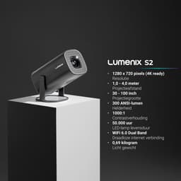 Lumenix® S2 - Mini Beamer 2025 - Alles-in-één Smart TV Projector - 4K Ultra HD & Voor iOS & Android - Zwart — thumbnail 2