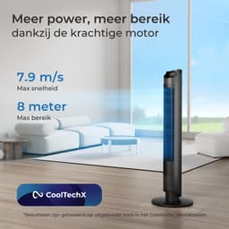 CoolHome Airflow Pro Ventilator – Torenventilator met Afstandsbediening – Waaier met Ionisator – 116 cm – Dimbaar LED-scherm – 6 Snelheden – Zwart — thumbnail 4