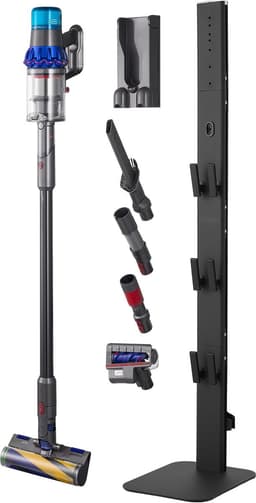 Stofzuigerstandaard 32x26x126cm, Geschikt voor Dyson G5 V15 V12 V11 V10 V8 V7 V6 Serie Staande Stofzuigers En Accessoires, Vloerstandaard met 6 Haken En Antislip Voetpads, Zwart — thumbnail 1