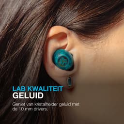 JLab Go Pop ANC Draadloze Oordopjes - Noise Cancelling Oortjes Draadloos - 24 uur Batterijduur - Bluetooth Multipoint - Met Microfoon - Geschikt voor Android en Apple - Clear Teal — thumbnail 5