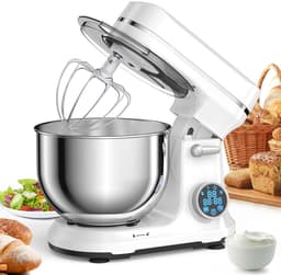 Keukenmixer - Keukenmachine - Foodprocessor - Keukenrobot - 1200W - OLED Touchscreen – 11 Snelheden – 5L RVS Mengkom – Elektrische Foodmixer - Rood — thumbnail 2