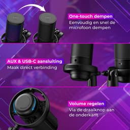 Nuvance Microfoon - Gaming Microfoon met Usb en Aux – Voor Pc en Console met Ruisonderdrukking - Microfoons - Mic - Rgb - Zwart — thumbnail 3