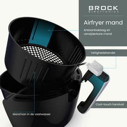 BROCK Digitale Airfryer 3.5L – 1200W Heteluchtfriteuse Zonder Olie – PFAS-vrij, Antiaanbaklaag & Touchscreen – Zwart — thumbnail 2