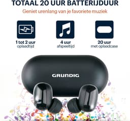 Grundig Draadloze Oordopjes - Earbuds Bluetooth 5.3 - Oortjes incl. Oplaadcassette - Batterijduur tot 20 Uur - USB-C Oplaadbaar - Touch Bediening en Handsfree Bellen — thumbnail 4