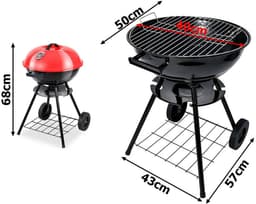 Ronde Houtskool Barbecue met Deksel & Wieltjes – Vergrendelbaar & Draagbaar! bbq grill - barbecues - barbecue accessoires - barbecue houtskool - barbecue hoes - 51819 — thumbnail 2