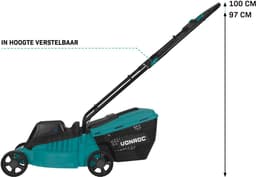 VONROC Accu Grasmaaier 20V – 32 cm maaibreedte – Borstelloze motor - Drie instelbare maai-hoogtes: 30/50/70 mm - Incl. 30L Opvangbak - Excl. Accu en snellader — thumbnail 3
