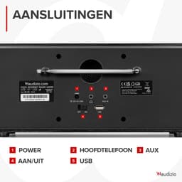Internetradio - Audizio Foza digitale radio met Bluetooth - DAB radio en FM radio in één - Zwart — thumbnail 4