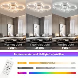 Equivera Plafonniere met Ventilator - Plafondventilator - Plafondventilator Afstandsbediening - Plafondventilator Slaapkamer - Plafond Ventilator met Verlichting - RGB 12 Kleuren - Plafondlamp - Plafonniere - Ideaal voor in uw slaapkamer! — thumbnail 4