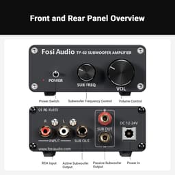 Fosi Audio TP-02 Subwoofer Versterker - Volume- en Frequentieregeling, voor Actieve en Passieve Subwoofers en Bass Shakers — thumbnail 3