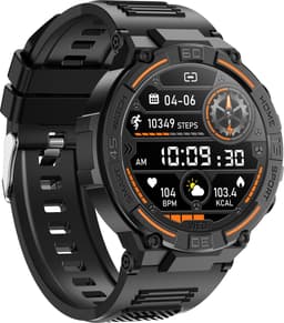 Knobbout 1.52" Scherm (3.8cm) Schokbestendig Sport Smartwatch - Zijwaartse LED-verlichting-Bloeddrukmeting, hartslag monitoring en bloedzuurstof (SpO₂)-controle- Bluetooth belfunctie - Sedentaire herinnering-Zwart stall+ siliconenband — thumbnail 3